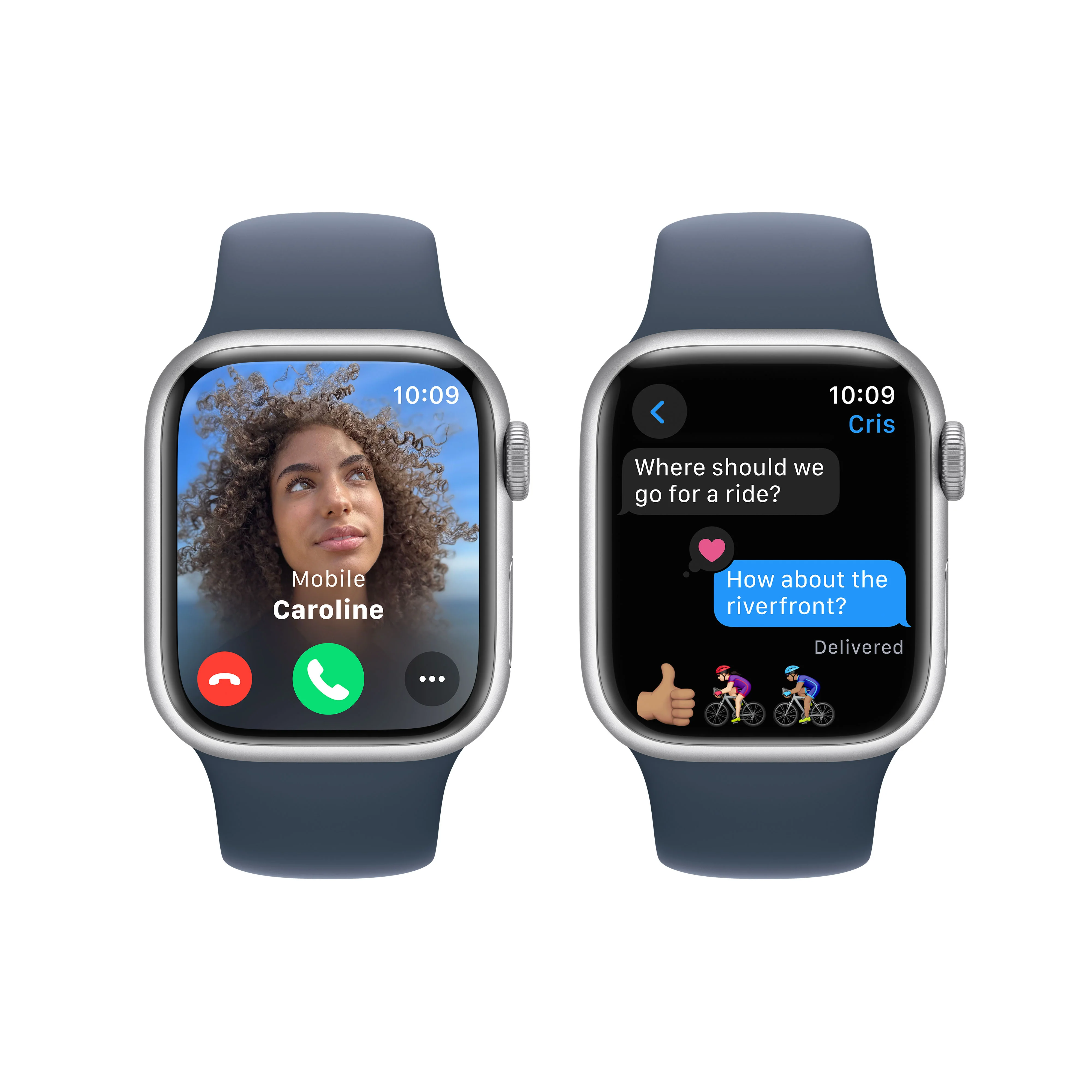 Apple Watch Series 9 GPS 41mm Silver Aluminium Case with Storm Blue Sport Band - Image 5