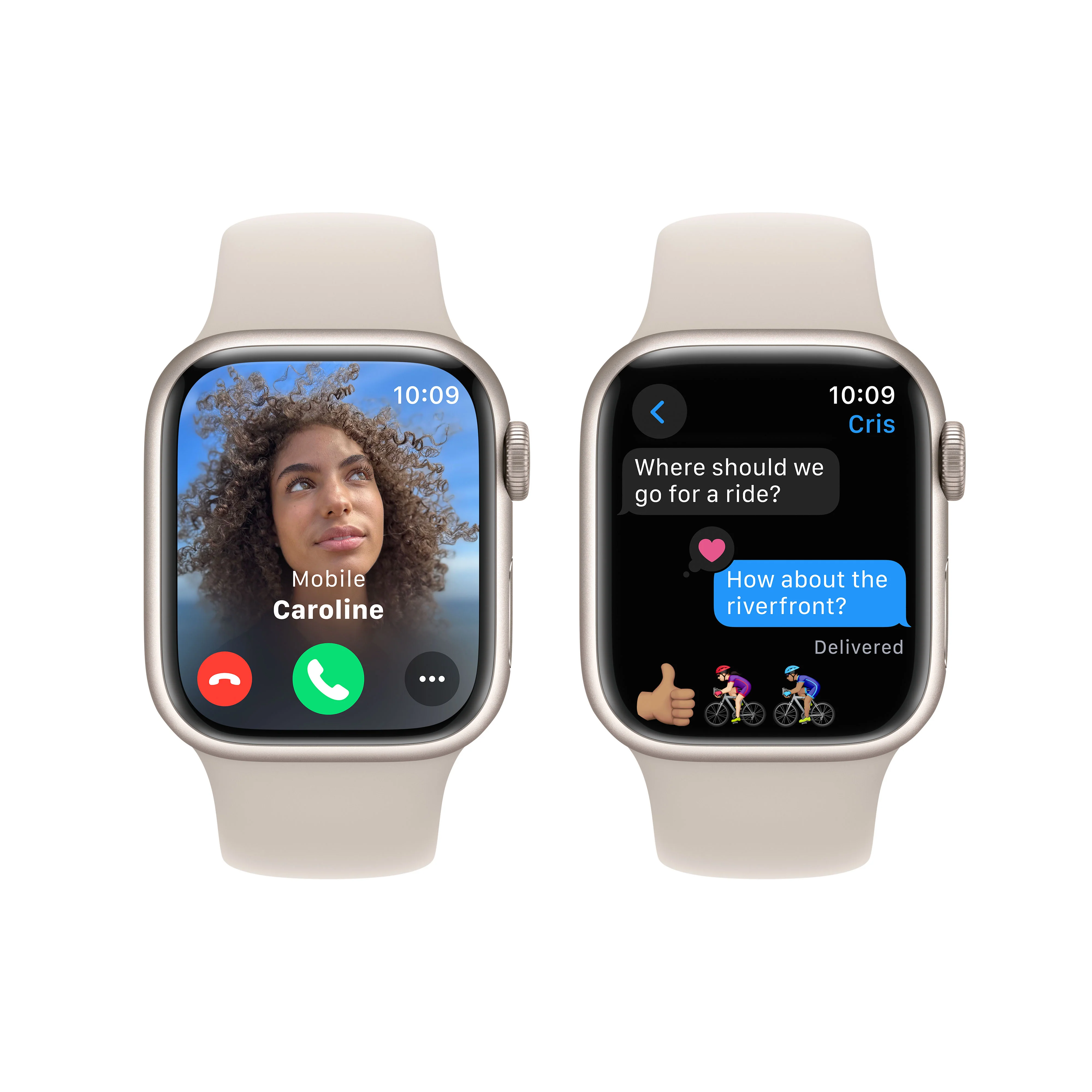 Apple Watch Series 9 GPS 41mm Starlight Aluminium Case with Starlight Sport Band - M/L - Image 5