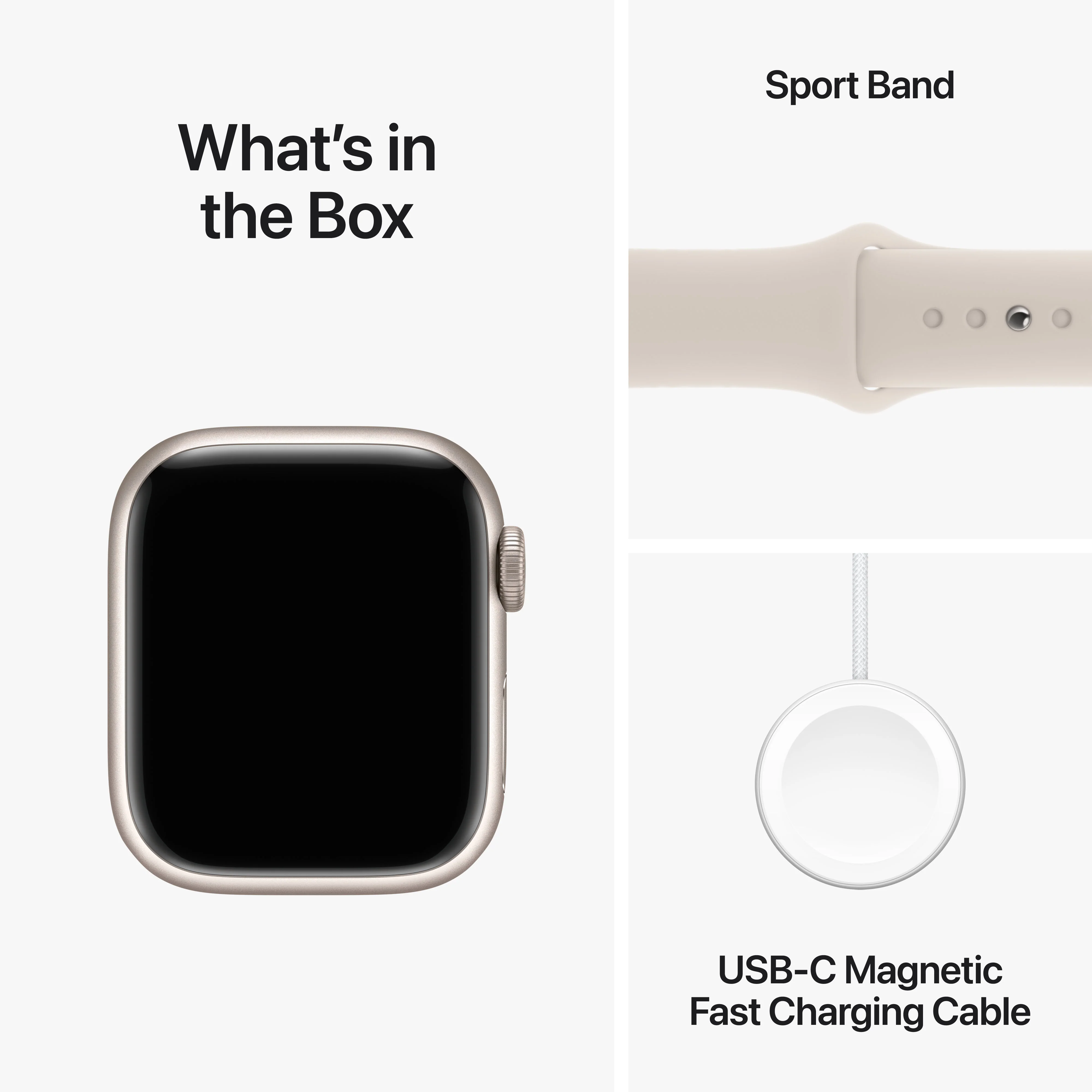 Apple Watch Series 9 GPS 41mm Starlight Aluminium Case with Starlight Sport Band - M/L - Image 6