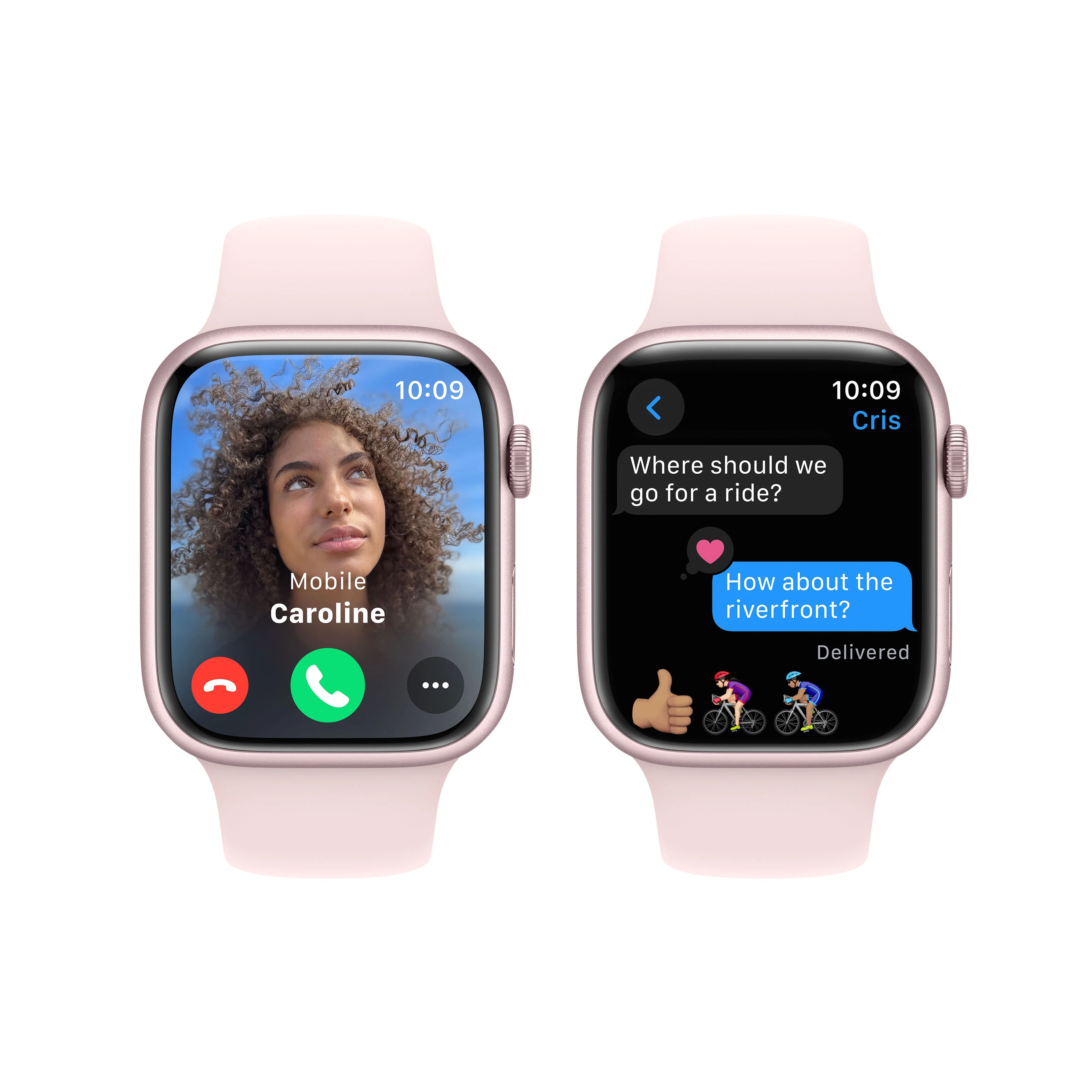 Apple Watch Series 9 GPS 45mm Pink Aluminium Case with Light Pink Sport Band - M/L - Image 5