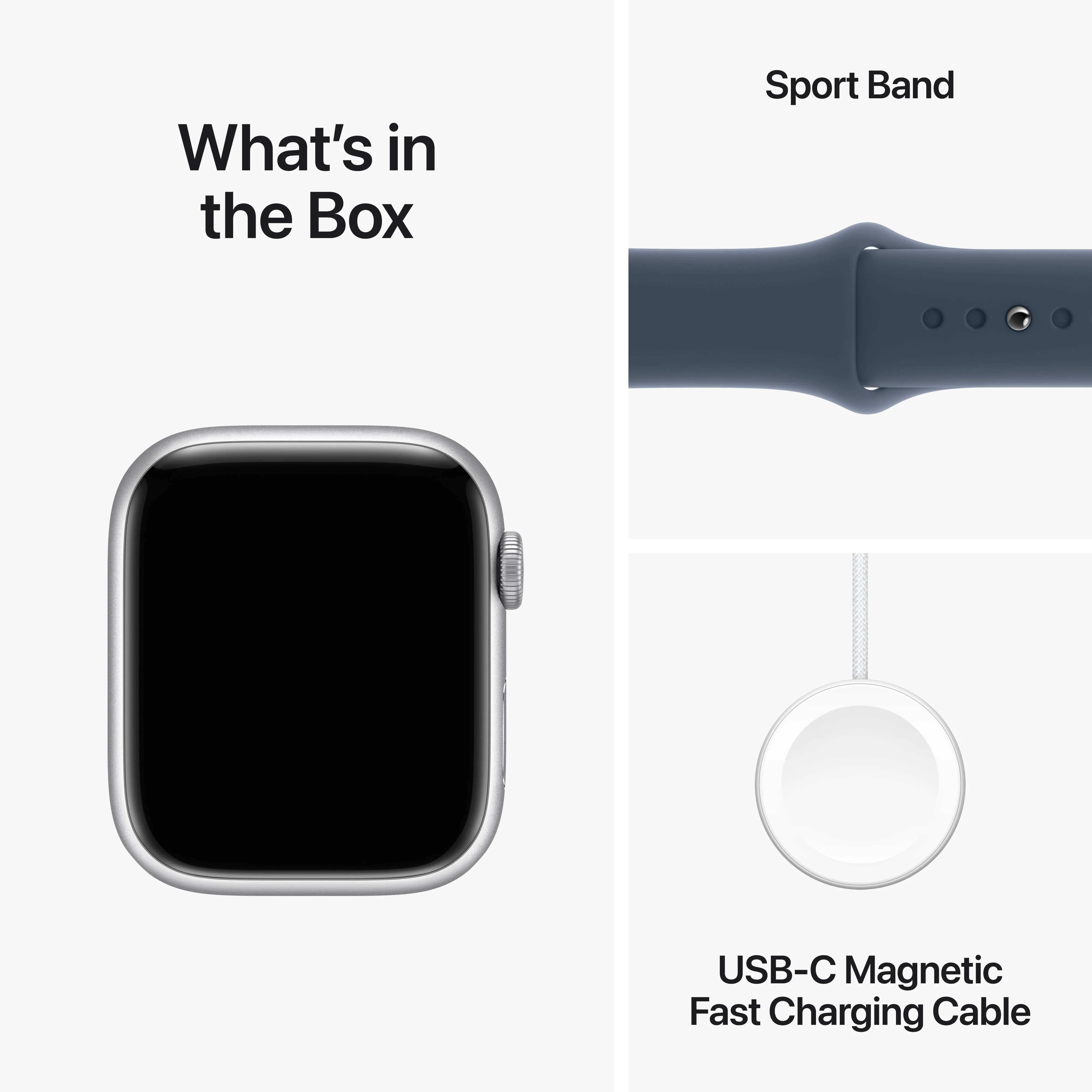 Apple Watch Series 9 GPS 45mm Silver Aluminium Case with Storm Blue Sport Band - Image 6